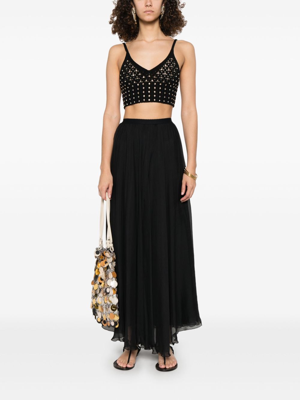 Forte Forte Chiffon Silk Long Skirt Black