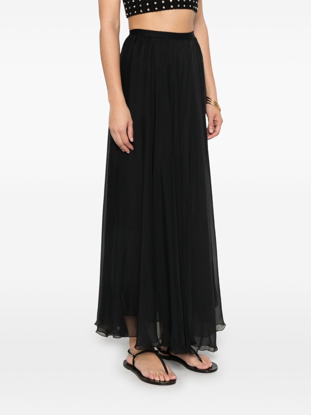 Forte Forte Chiffon Silk Long Skirt Black