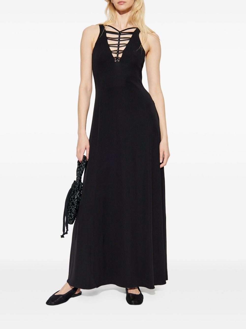 Emporio Armani V-Neck MAxi Dresses Black