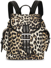 GANNI Leopard Print Backpack Brown