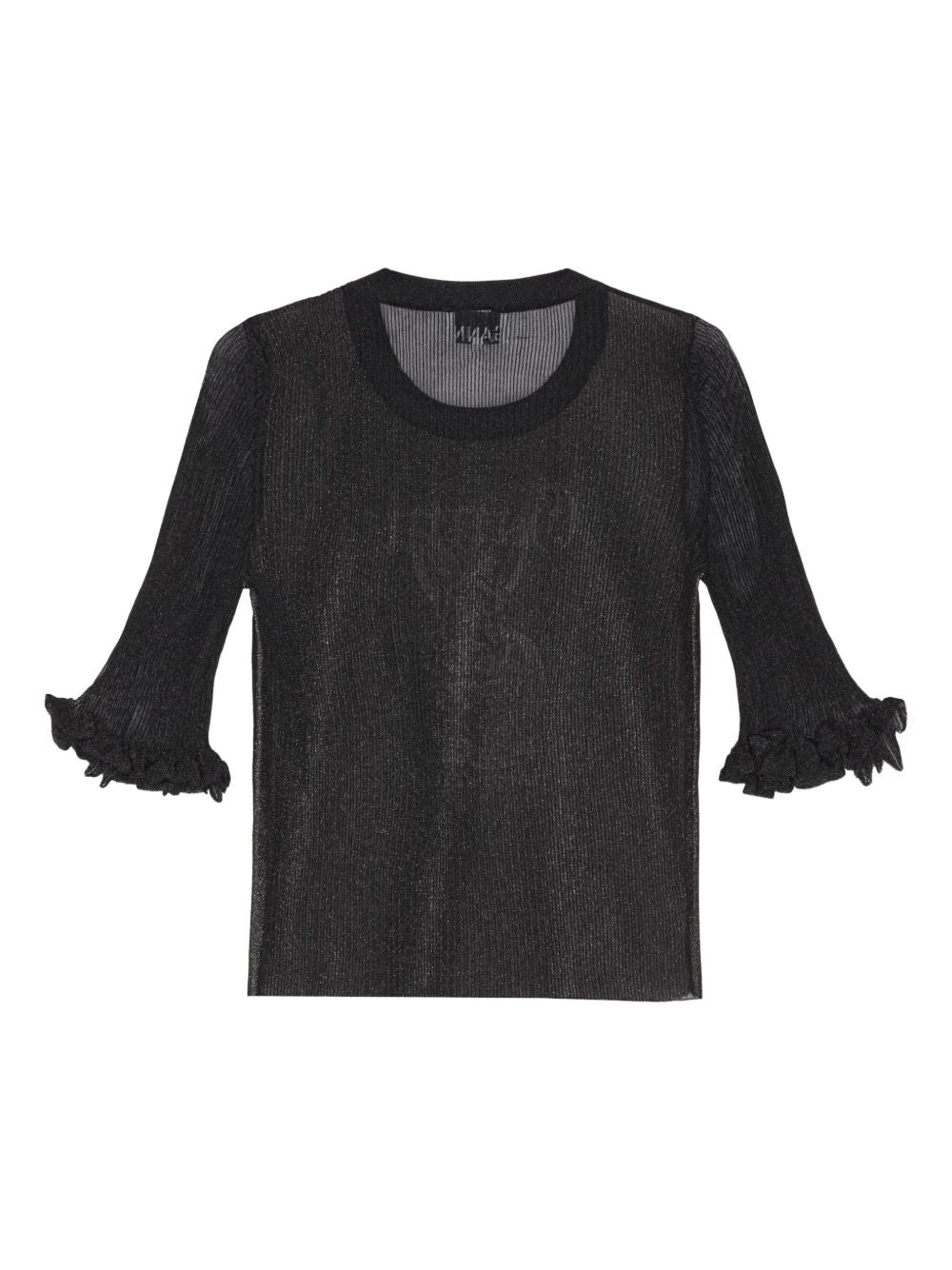 GANNI Transparent Jacquard Top Black