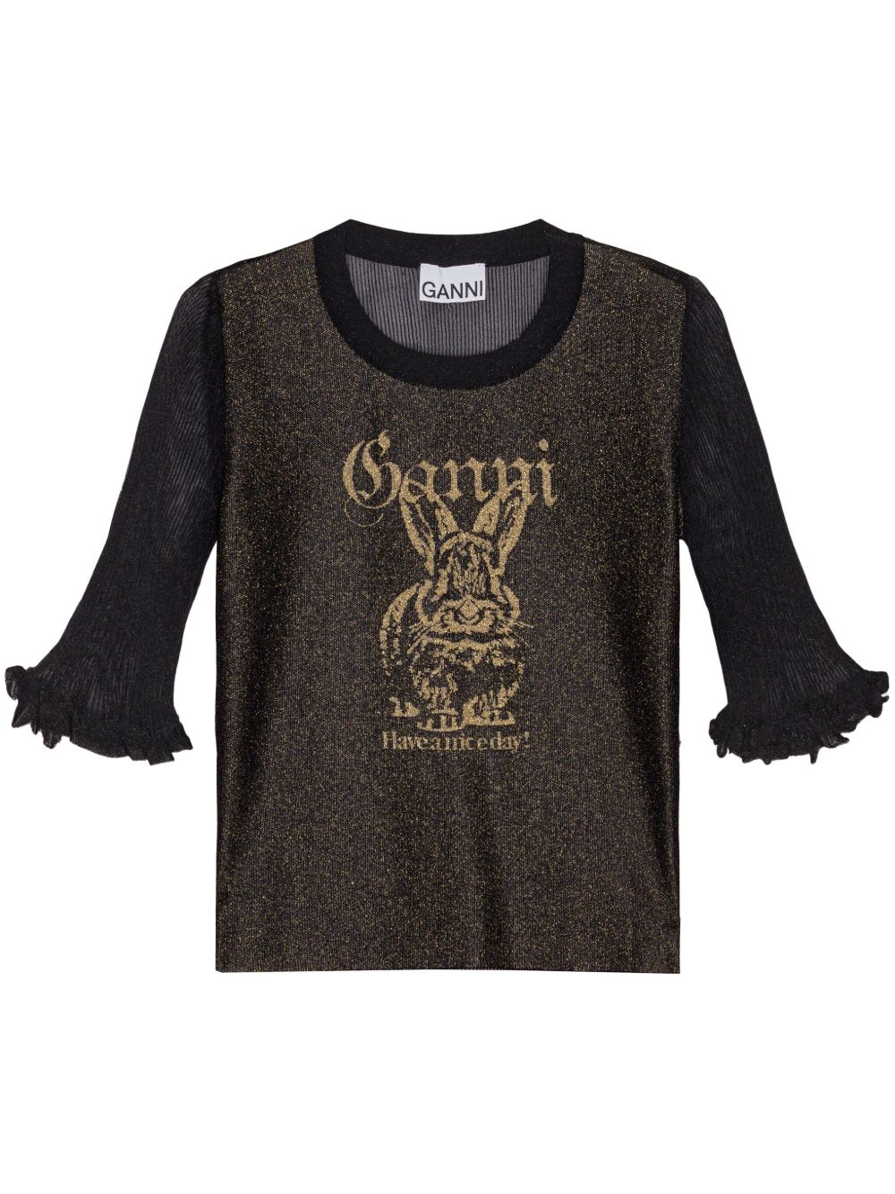 GANNI Transparent Jacquard Top Black