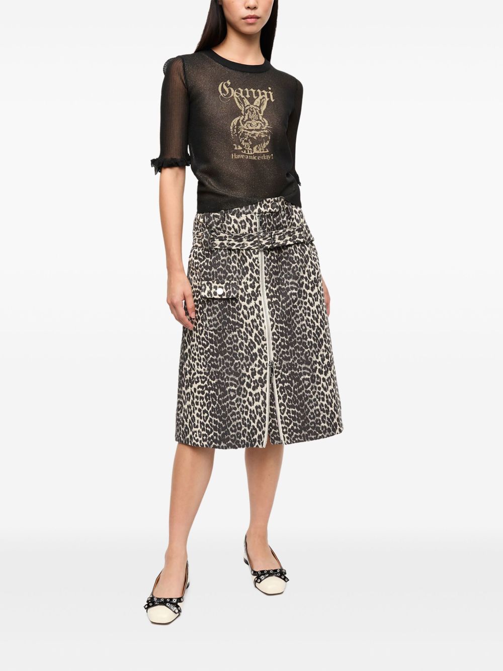 GANNI Transparent Jacquard Top Black
