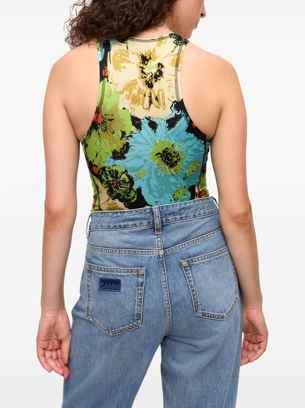 GANNI Floral Print Bodysuit MultiColour