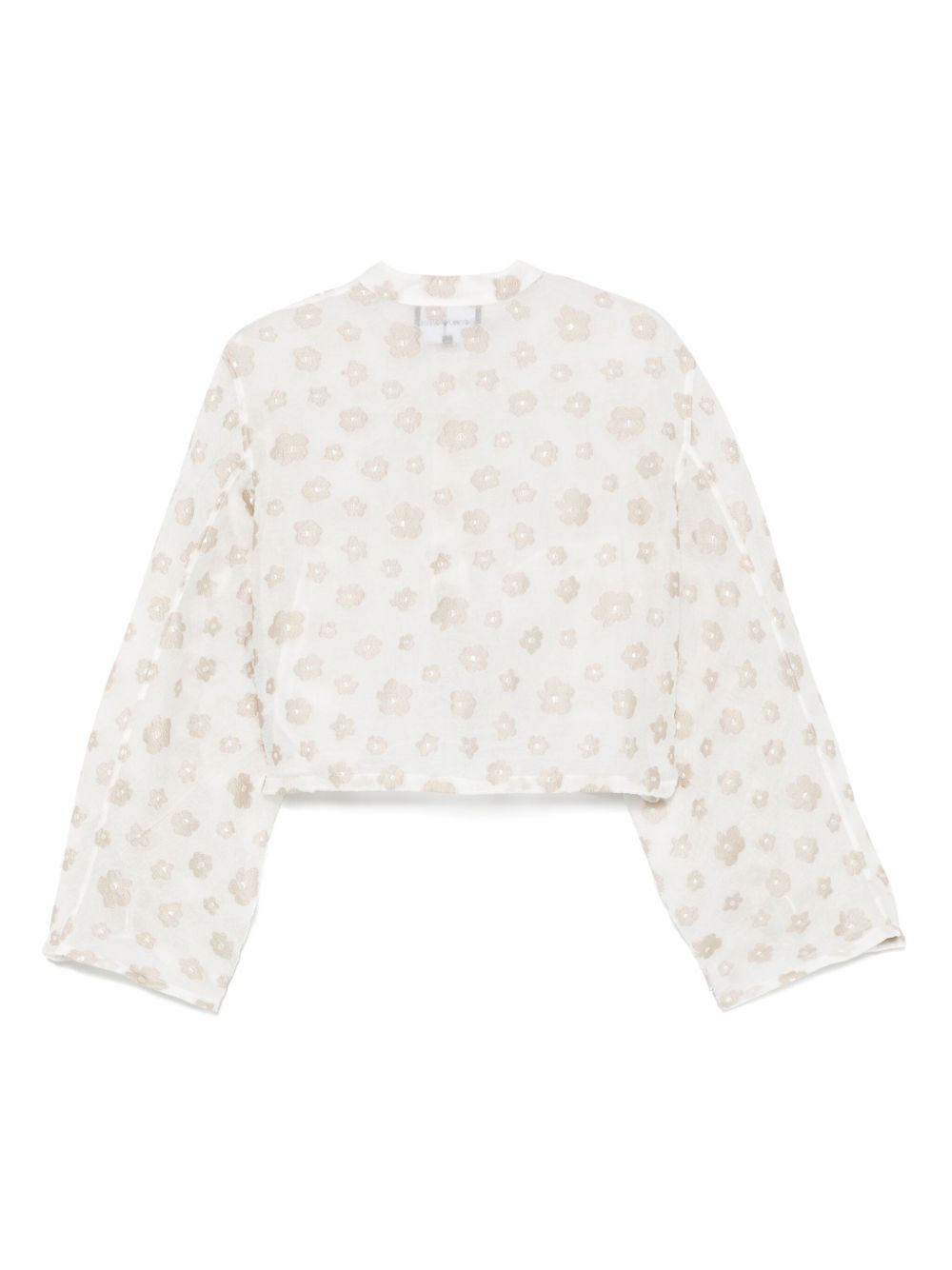 Emporio Armani Fil Coupé Floral-Motif Blouson Shirt White