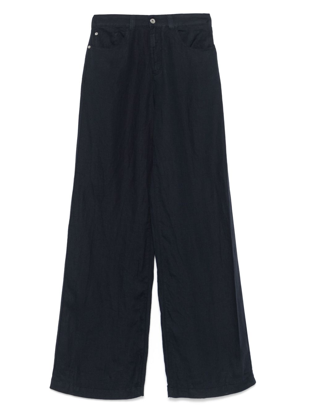 Emporio Armani Linen Blend Wide-Leg Jeans Blue