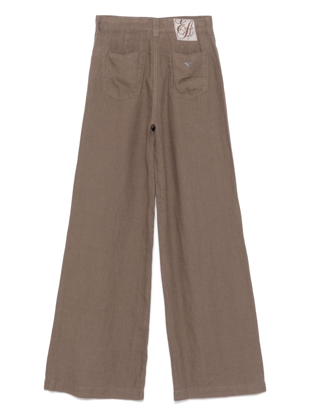 Emporio Armani Linen Blend Wide-Leg Jeans Brown