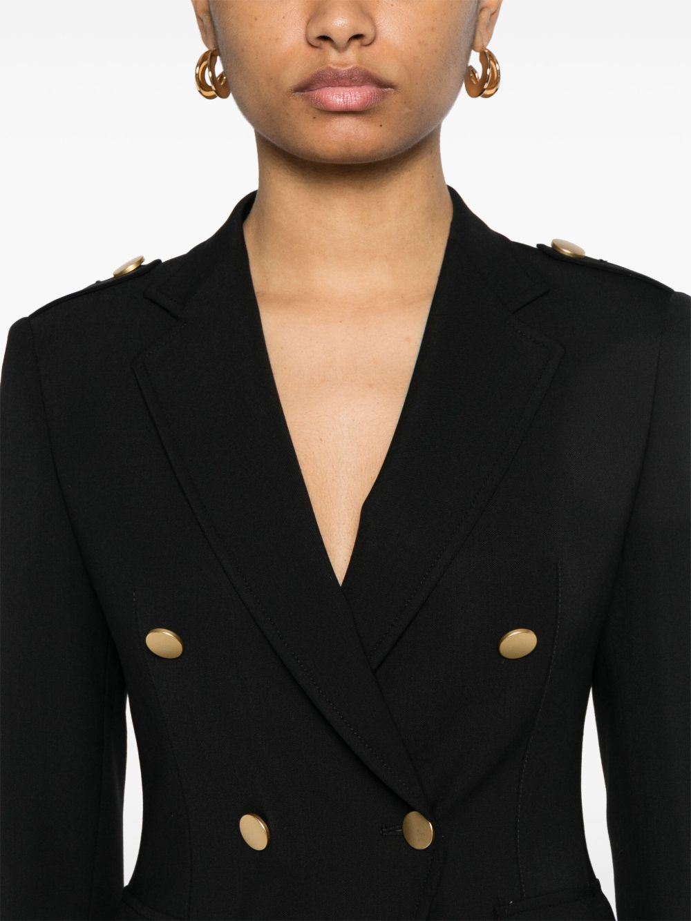 Tagliatore Double-Breasted Wool-Blend Blazer Black
