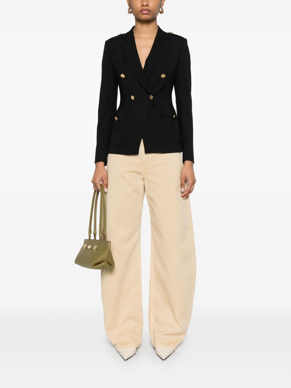 Tagliatore Double-Breasted Wool-Blend Blazer Black