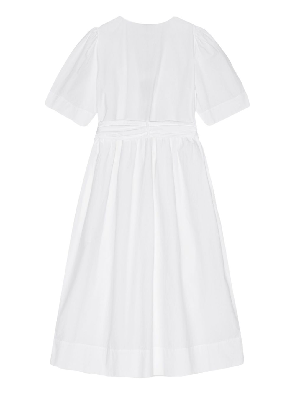 GANNI Bow-Detailing Stretch Cotton Dress White