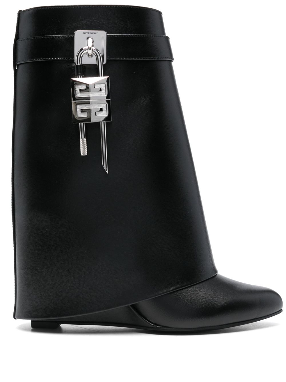Givenchy Shark Lock Leather Ankle Boots Black