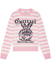 GANNI Bunny Intarsia Wool Sweater Pink
