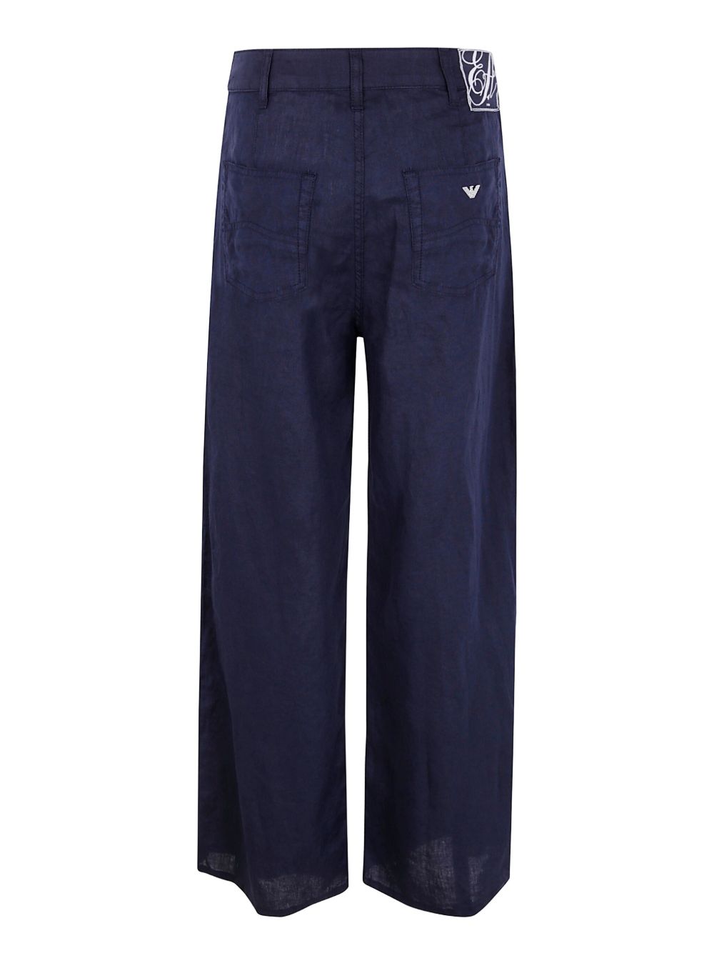 Emporio Armani Linen Straight-Leg Trousers Blue
