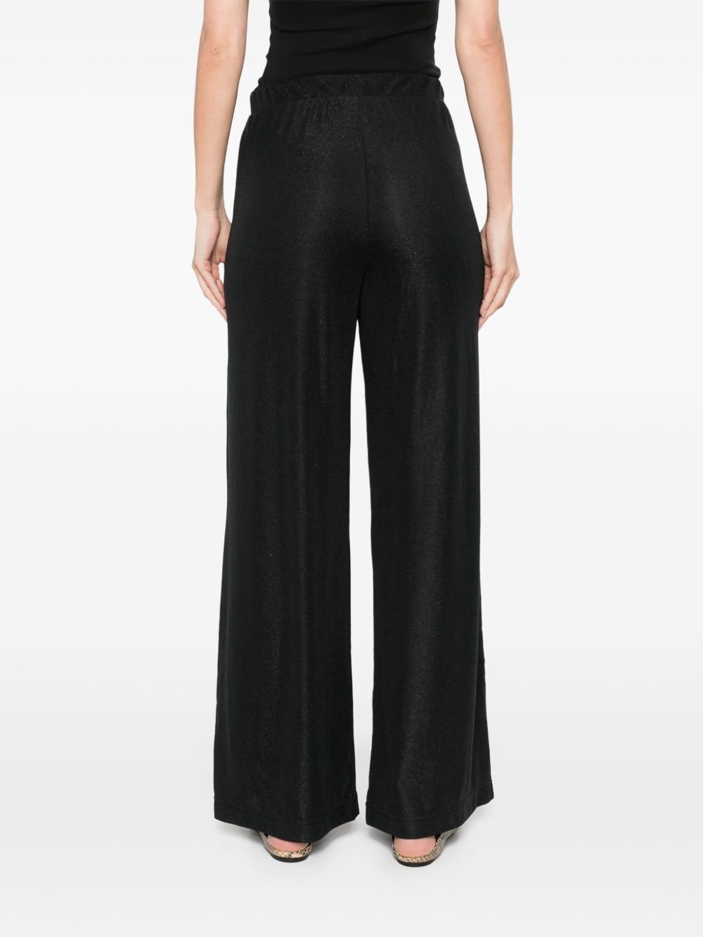 Emporio Armani Wide-Leg Lamé Trousers Black Black