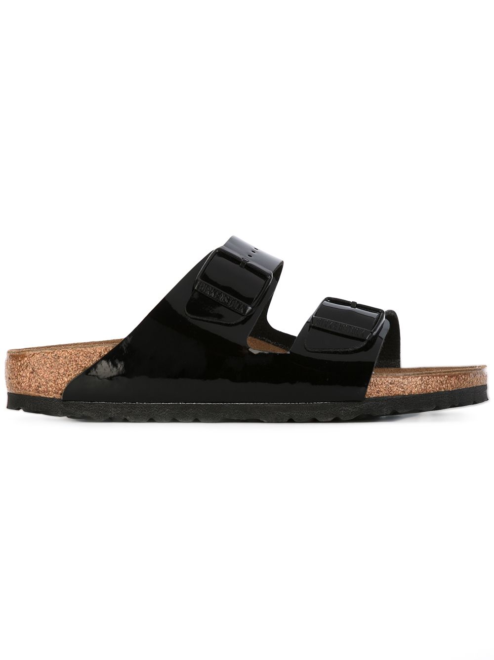 Birkenstock Arizona Patent-Effect Double-Strap Sandals Black black