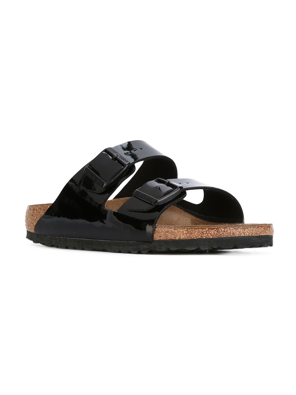 Birkenstock Arizona Patent-Effect Double-Strap Sandals Black black