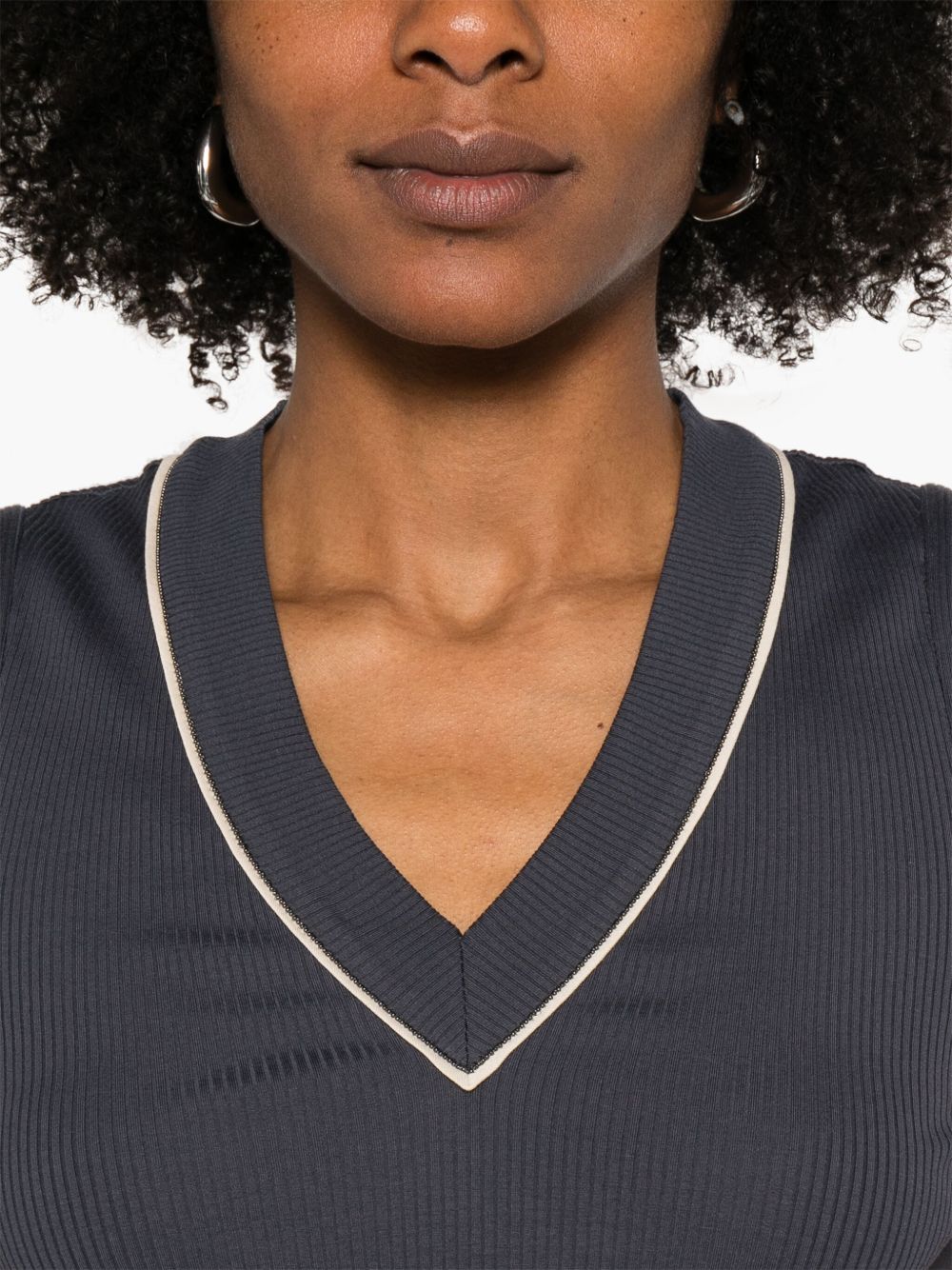Brunello Cucinelli Cotton V-Necked Tank Top Blue