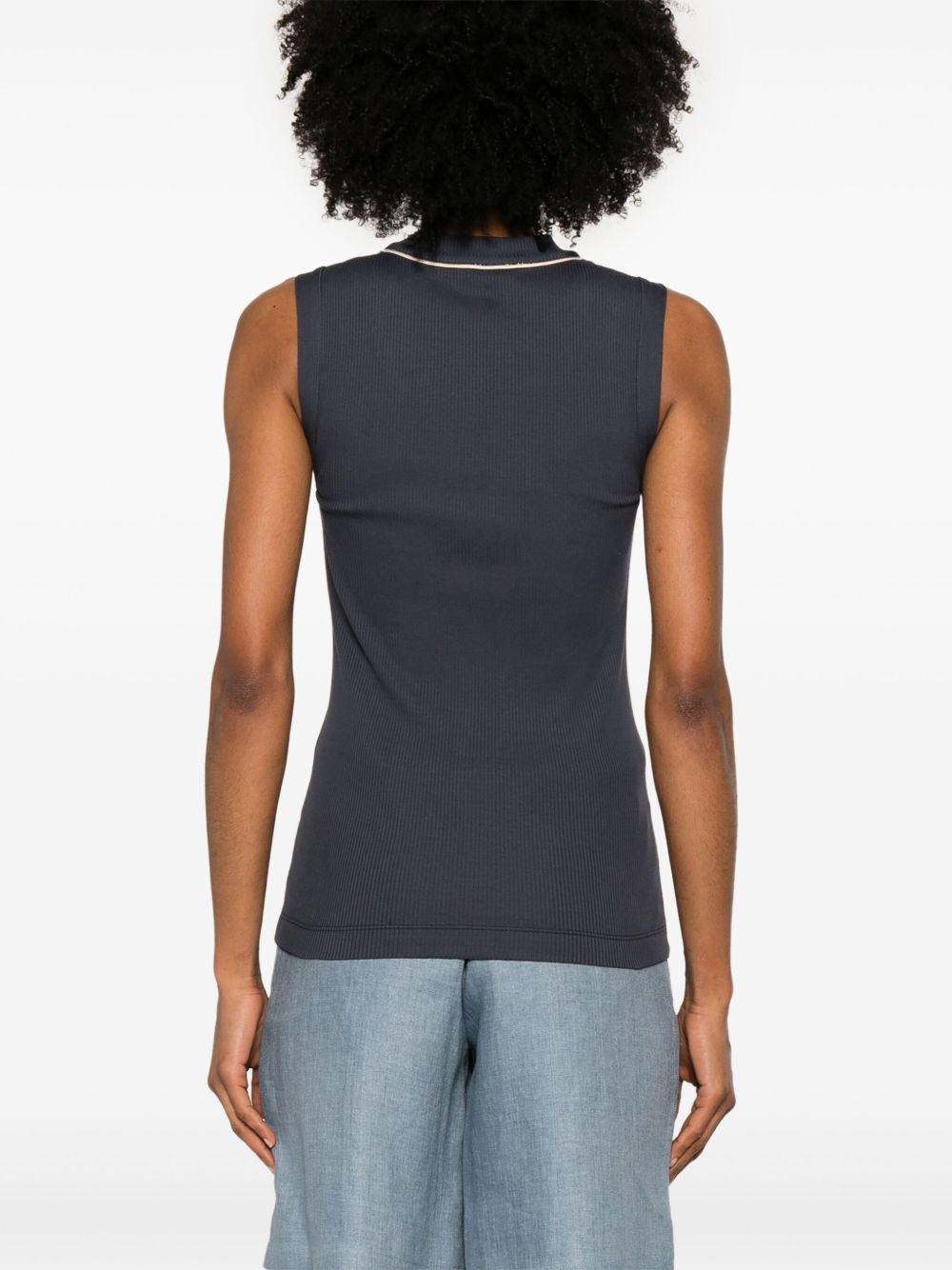 Brunello Cucinelli Cotton V-Necked Tank Top Blue