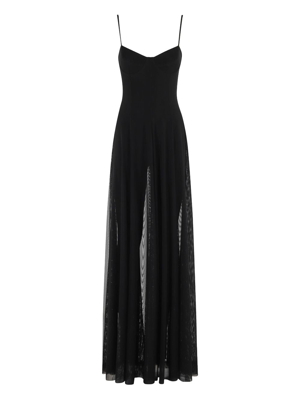 Norma Kamali Semi-Sheer Maxi Dress With Catsuit Black