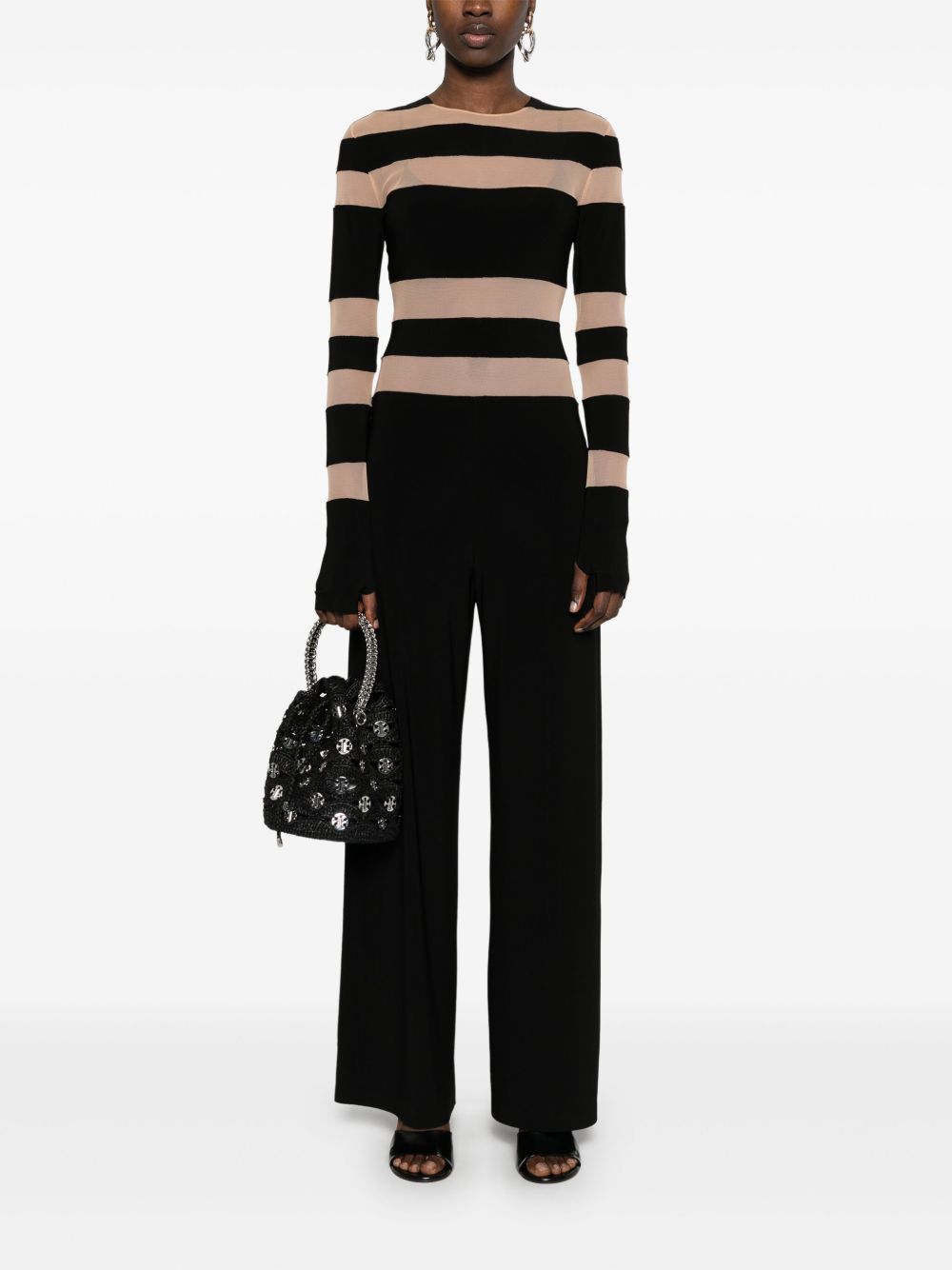 Norma Kamali Spliced Straight Leg Jumpsuit Black