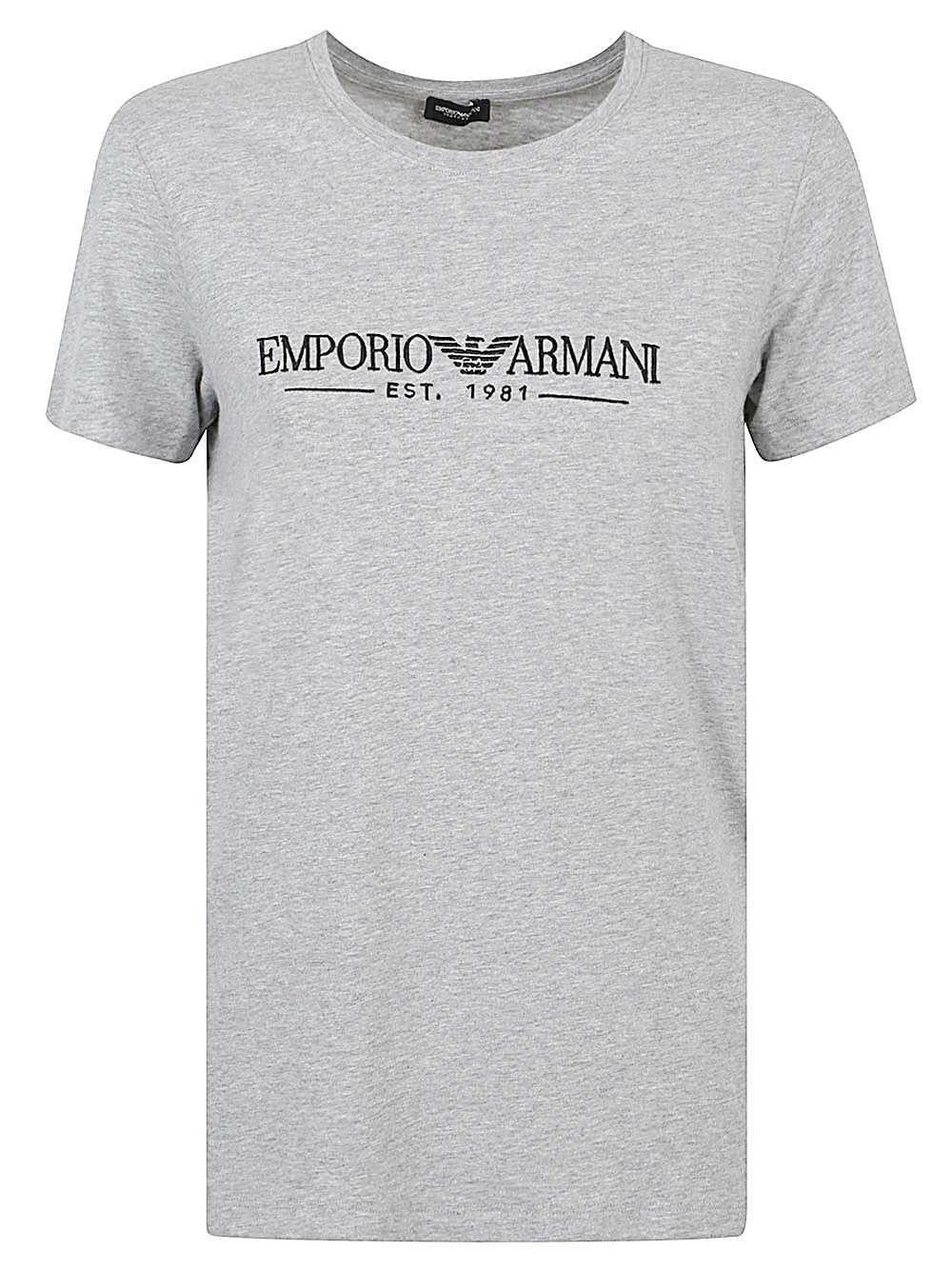 Emporio Armani Cotton Logo T-Shirt with Crew Neck in Grey Grey