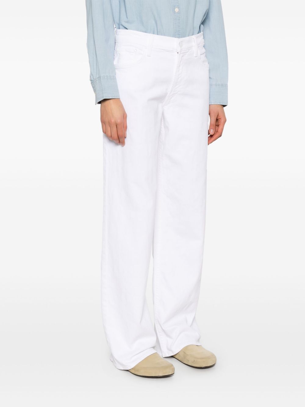 Mother The Spinner Zip Denim Jeans White