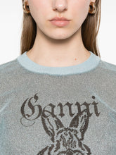 GANNI Bunny Crewneck Top Light Blue