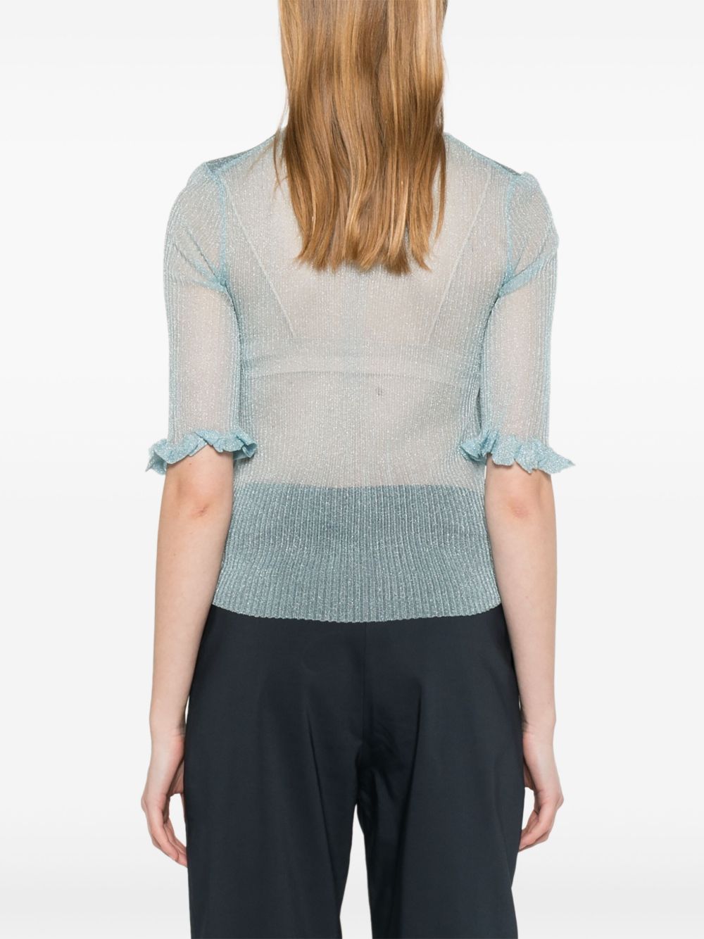 GANNI Bunny Crewneck Top Light Blue