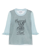 GANNI Bunny Crewneck Top Light Blue