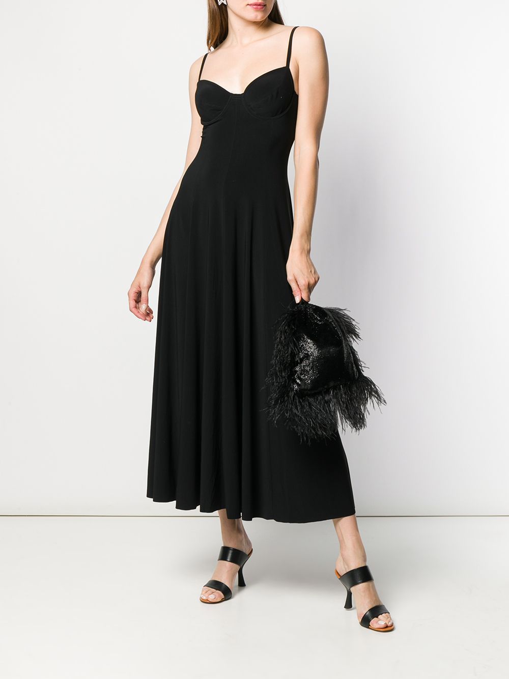 Norma Kamali Pleated Evening Long Dress Black