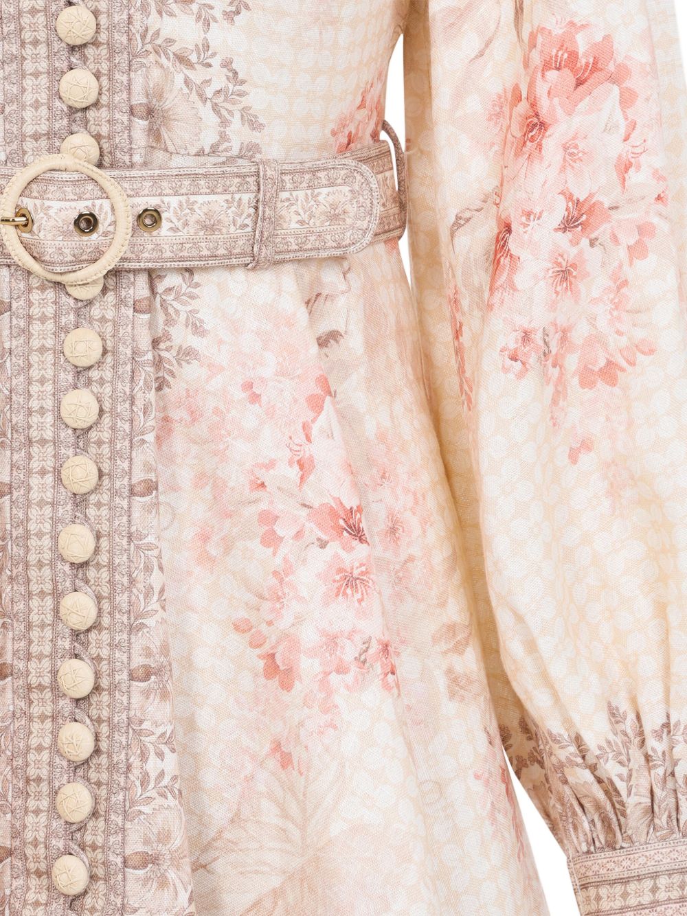 Zimmermann Buttoned Printed Mini Dress Powder