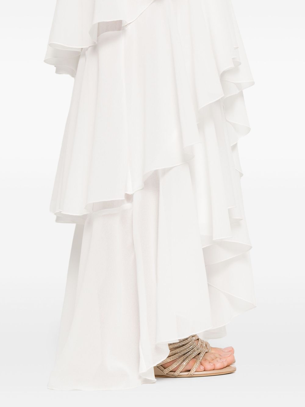 Elisabetta Franchi Georgette Ruffled Maxi Dress White