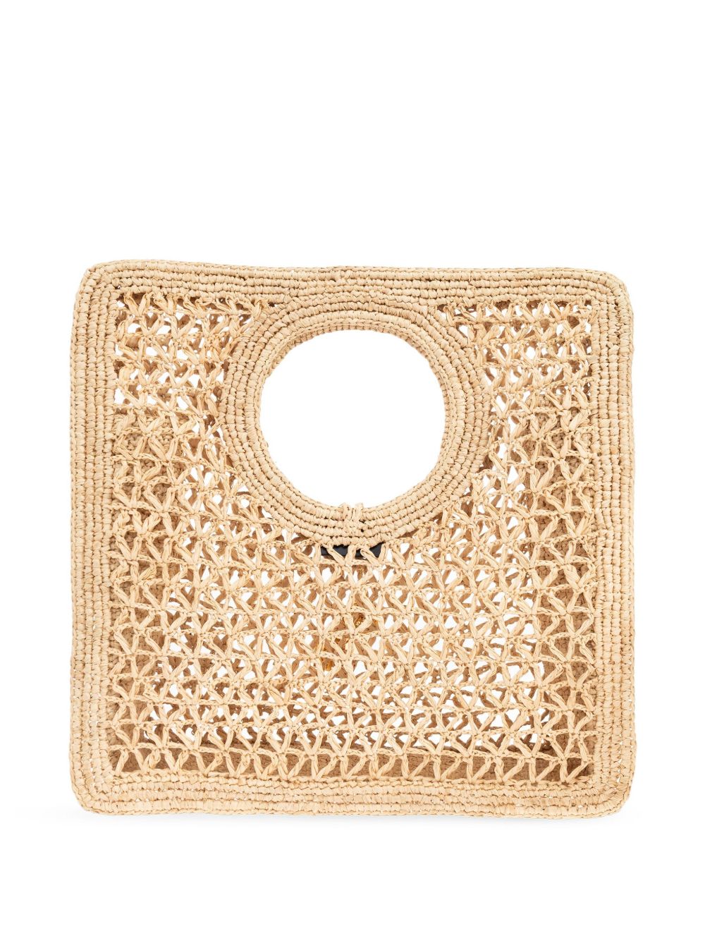 JACQUEMUS Small Square Spiaggia Rafia Handbag Beige
