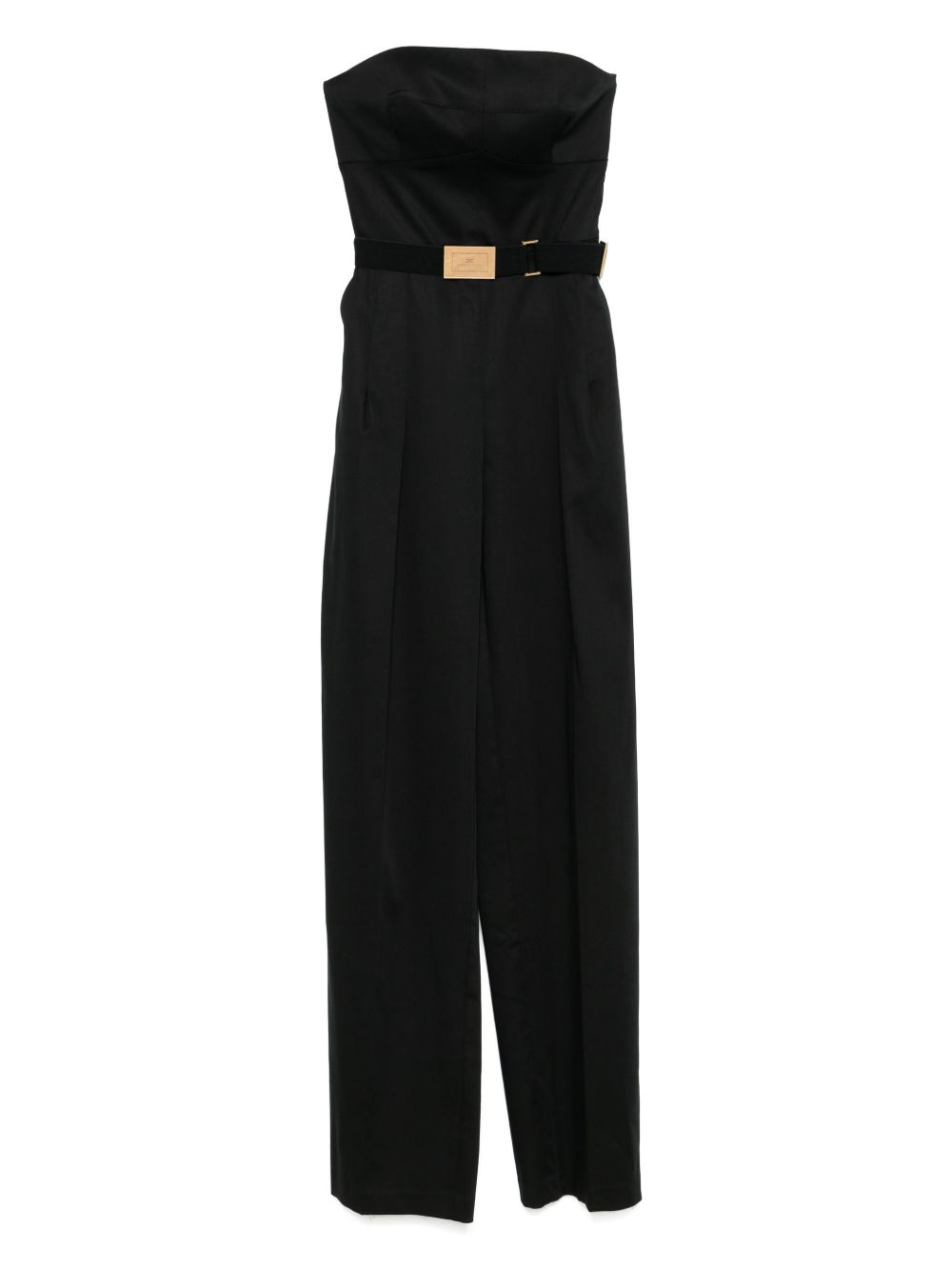 Elisabetta Franchi Off-Shoulder Belted Black Jumpsuit Black