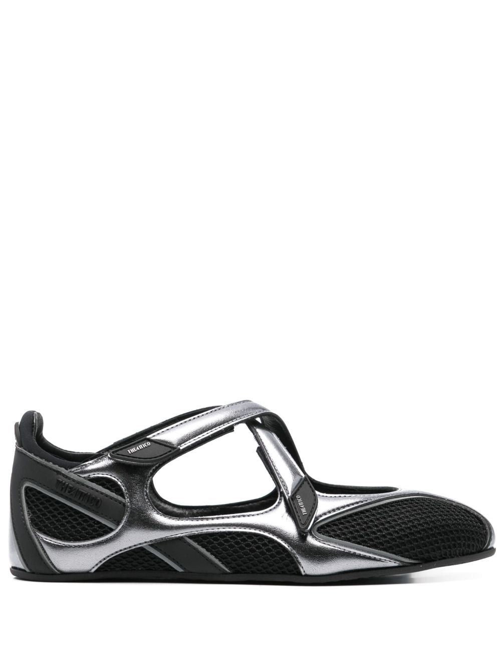 The Attico Floor 01 Black Mesh and Leather Ballet Flats Black