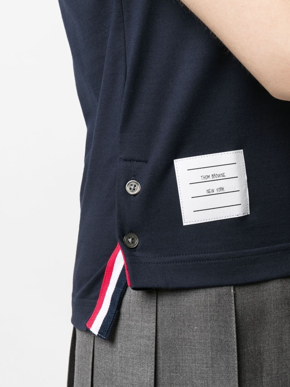Thom Browne Cotton 4-Bar Stripe Short-Sleeved T-Shirt Blue