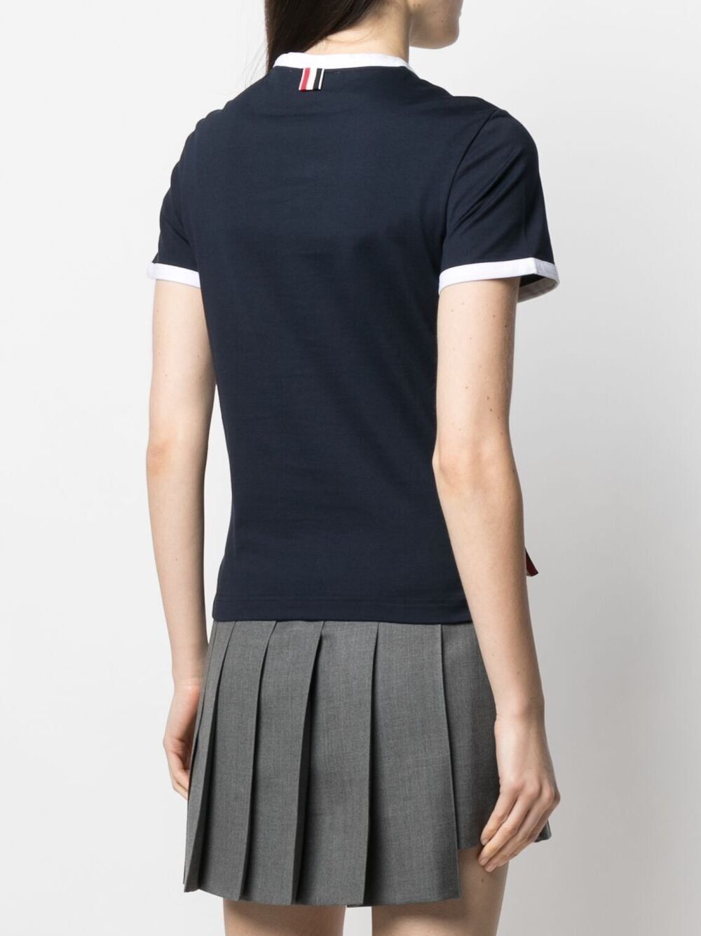 Thom Browne Cotton 4-Bar Stripe Short-Sleeved T-Shirt Blue