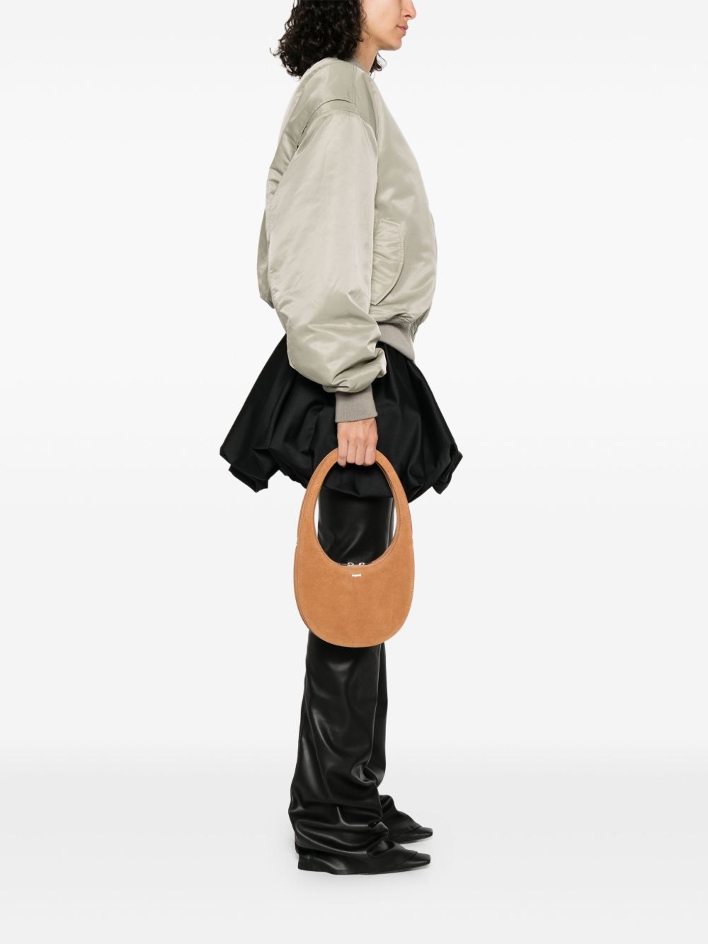 Coperni Swipe Suede Leather Hobo Bag Camel