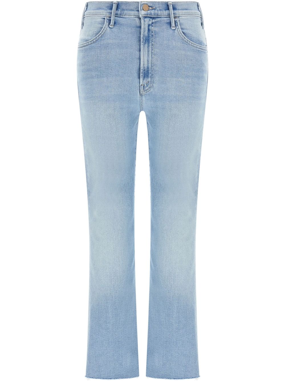 Mother The Hustler Ankle Fray Cropped Jeans Clear Blue