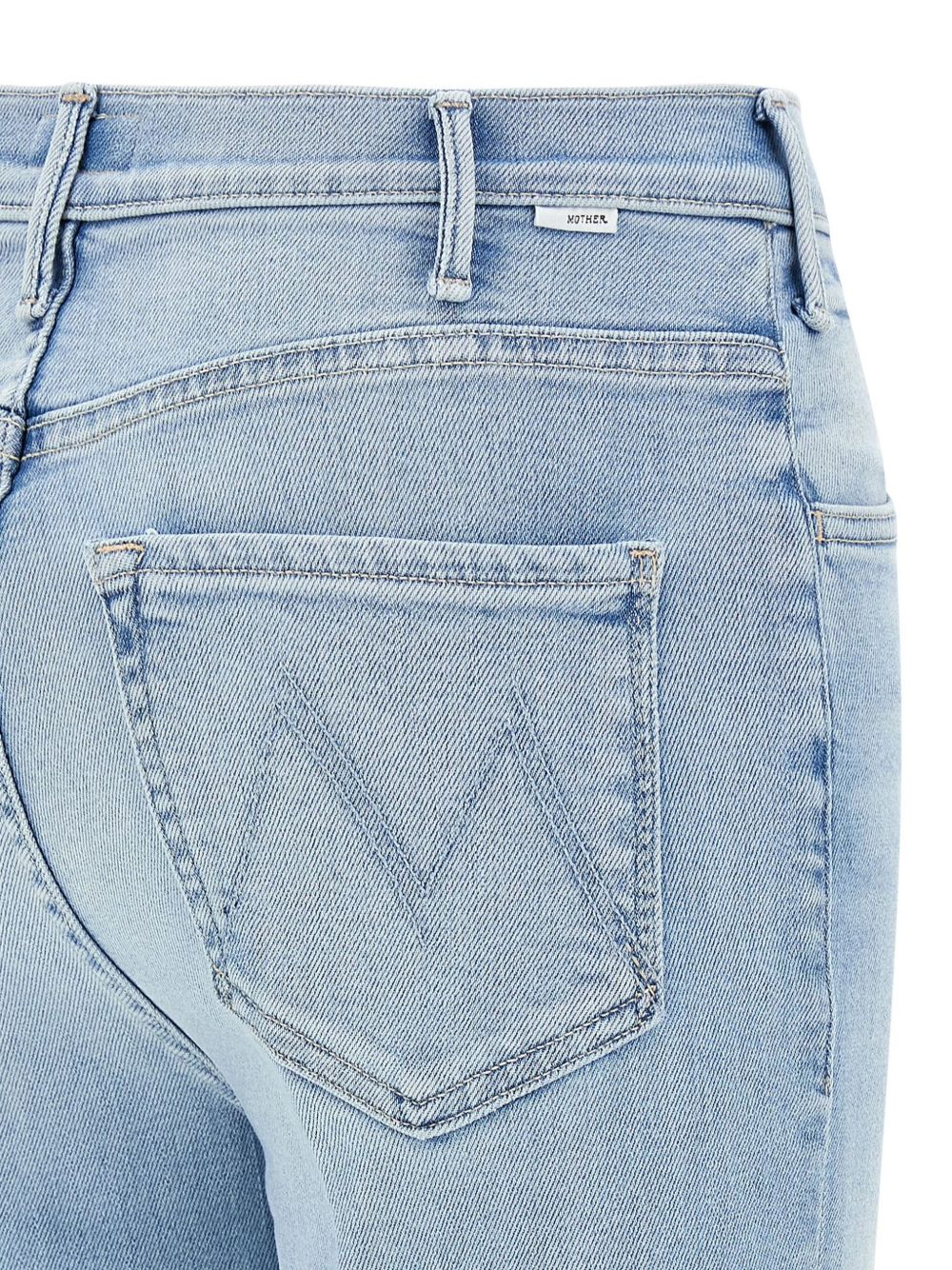 Mother The Hustler Ankle Fray Cropped Jeans Clear Blue