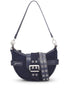 Ganni Buckle Small Denim Cross-Body Bag Blue