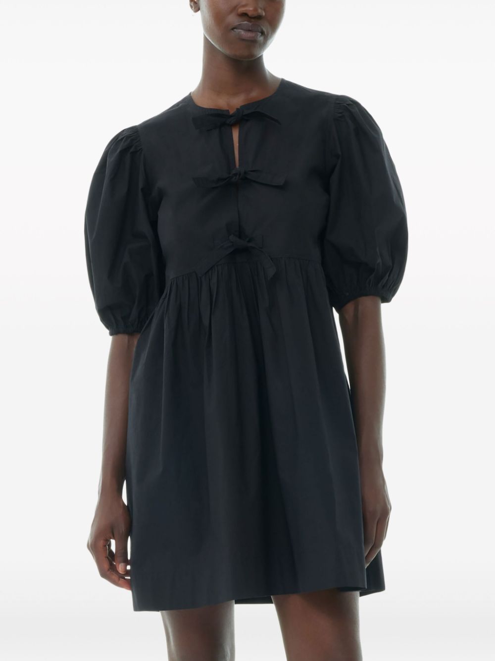 Ganni Organic Cotton Poplin Mini Dress Black