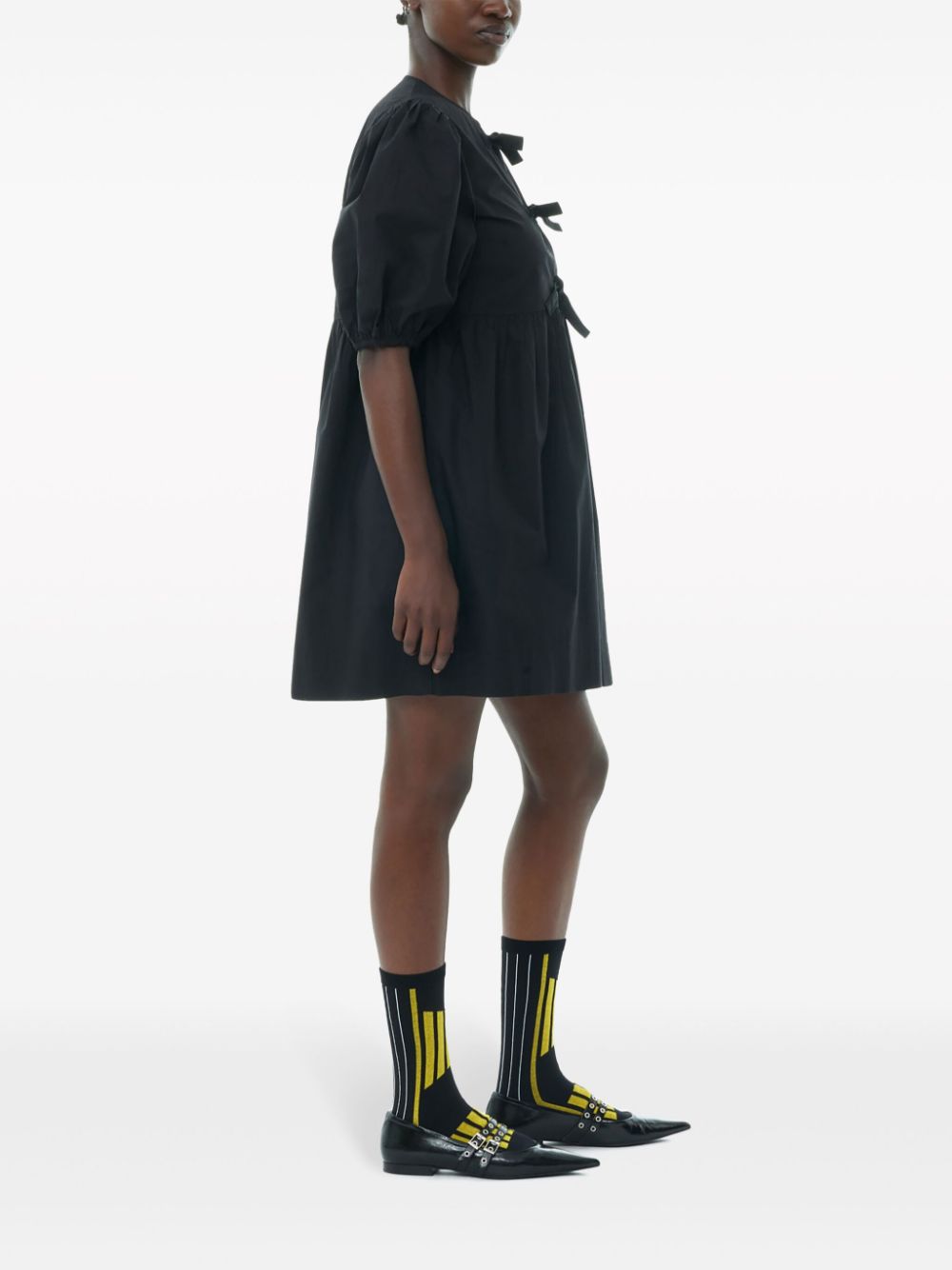 Ganni Organic Cotton Poplin Mini Dress Black