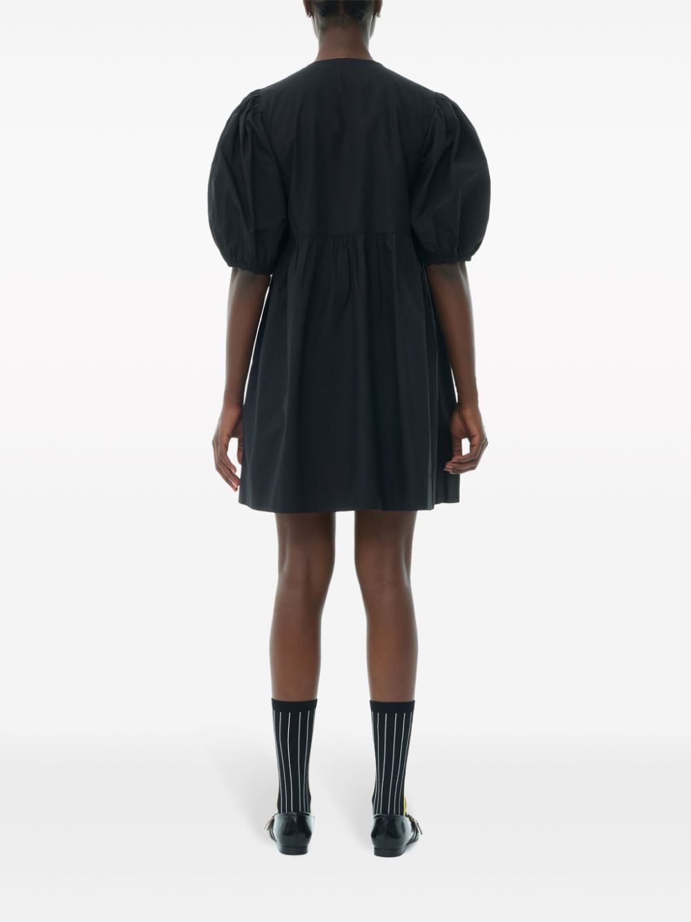 Ganni Organic Cotton Poplin Mini Dress Black