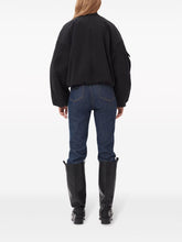 Ganni Oversized Cropped Recycled Polyester Bomber Jacket Black Black