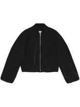 Ganni Oversized Cropped Recycled Polyester Bomber Jacket Black Black