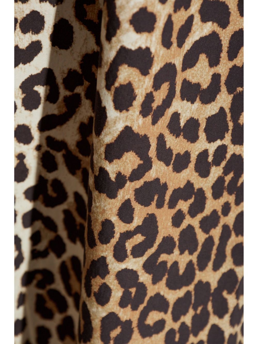Ganni Leopard Print Organic Cotton A-Line Midi Skirt Brown