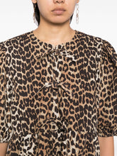 Ganni Leopard-Print Organic Cotton Mini Dress Brown