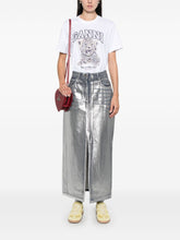 Ganni Leopard-Print Organic Cotton T-Shirt White