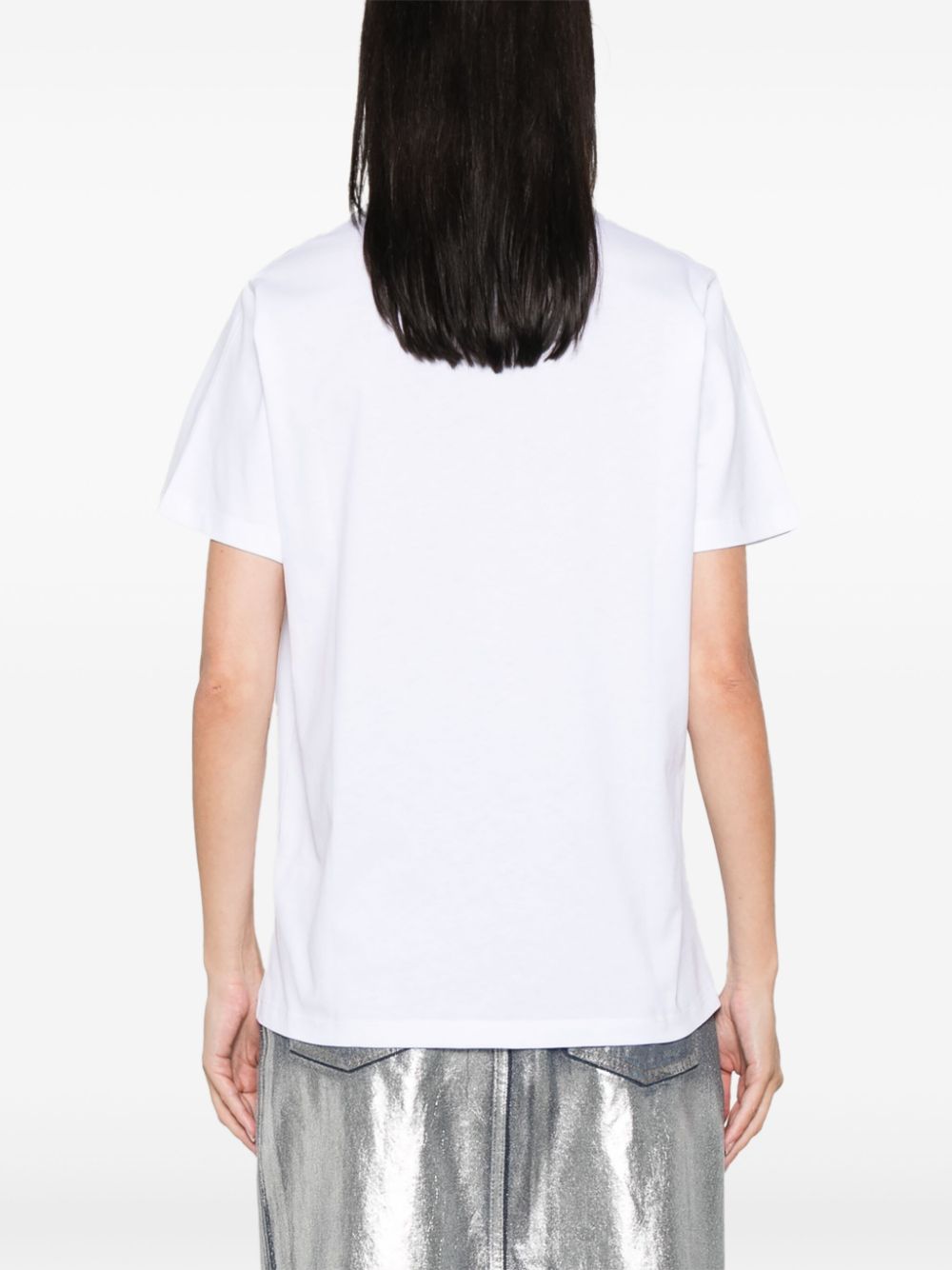 Ganni Leopard-Print Organic Cotton T-Shirt White